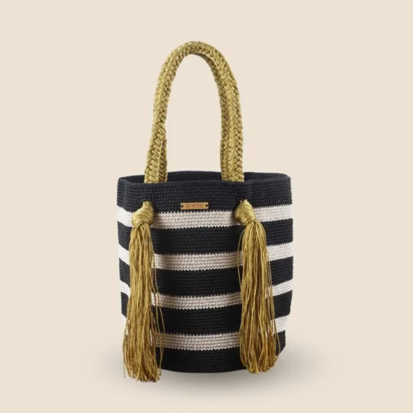 Bolsa rayas tejida