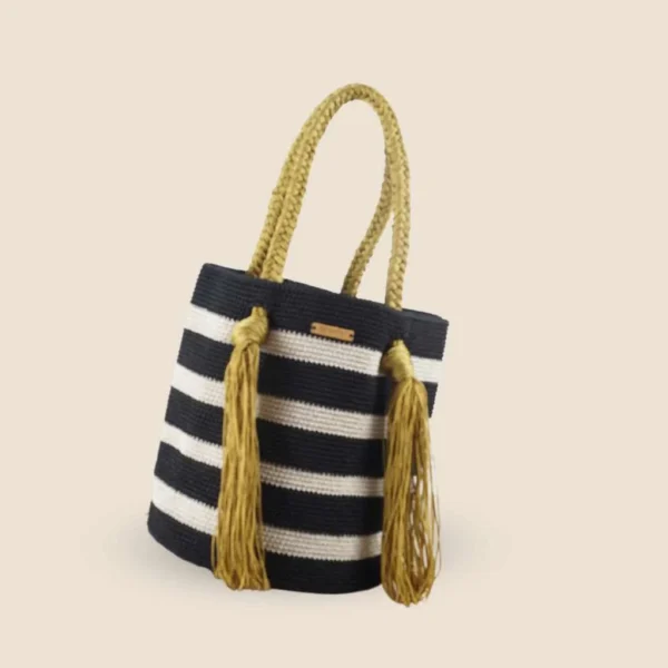 Bolsa rayas tejida