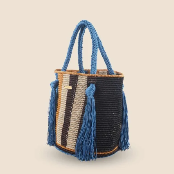 Bolsa multirayas tejida