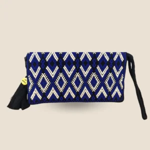 cartera azul con negro de mujer