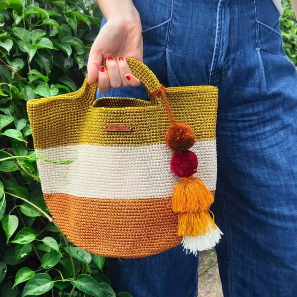Bolsa caramelo mujer tejida