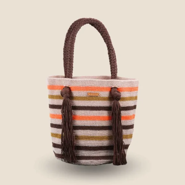 bolsa tejida rayas cafe