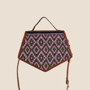 bolsa de piel telar geometrico
