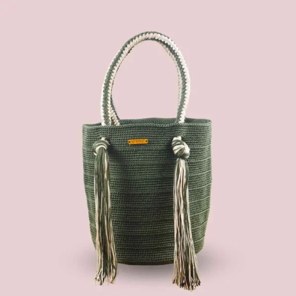 Bolsa olivo tejida