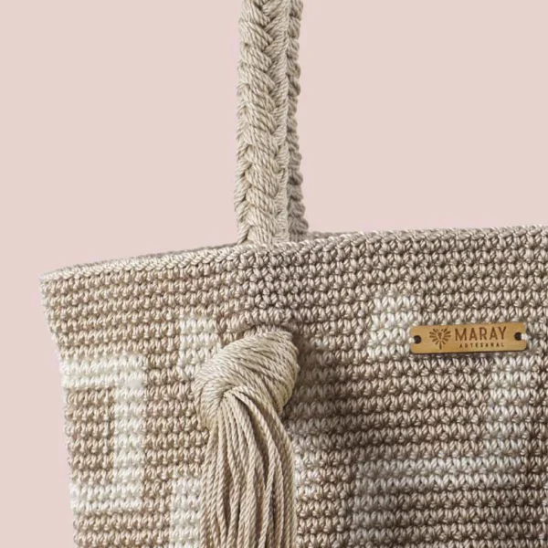 Bolsa grecas hueso y beige