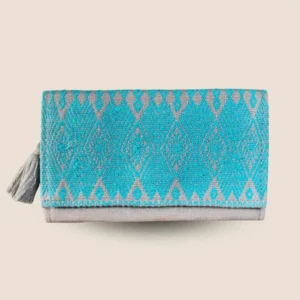 Clutch gris y tirquesa