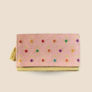 Clutch beige y palo