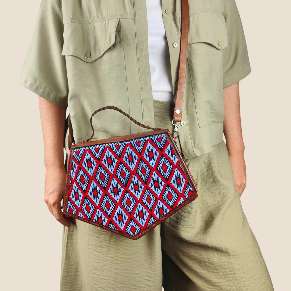 bolsa geometrica piel
