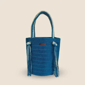 bolso tejido azul petróleo