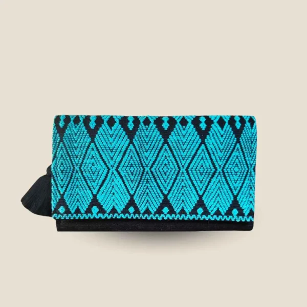 Clutch negra y turquesa