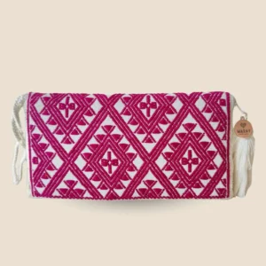 Cartera mujer magenta y blanco