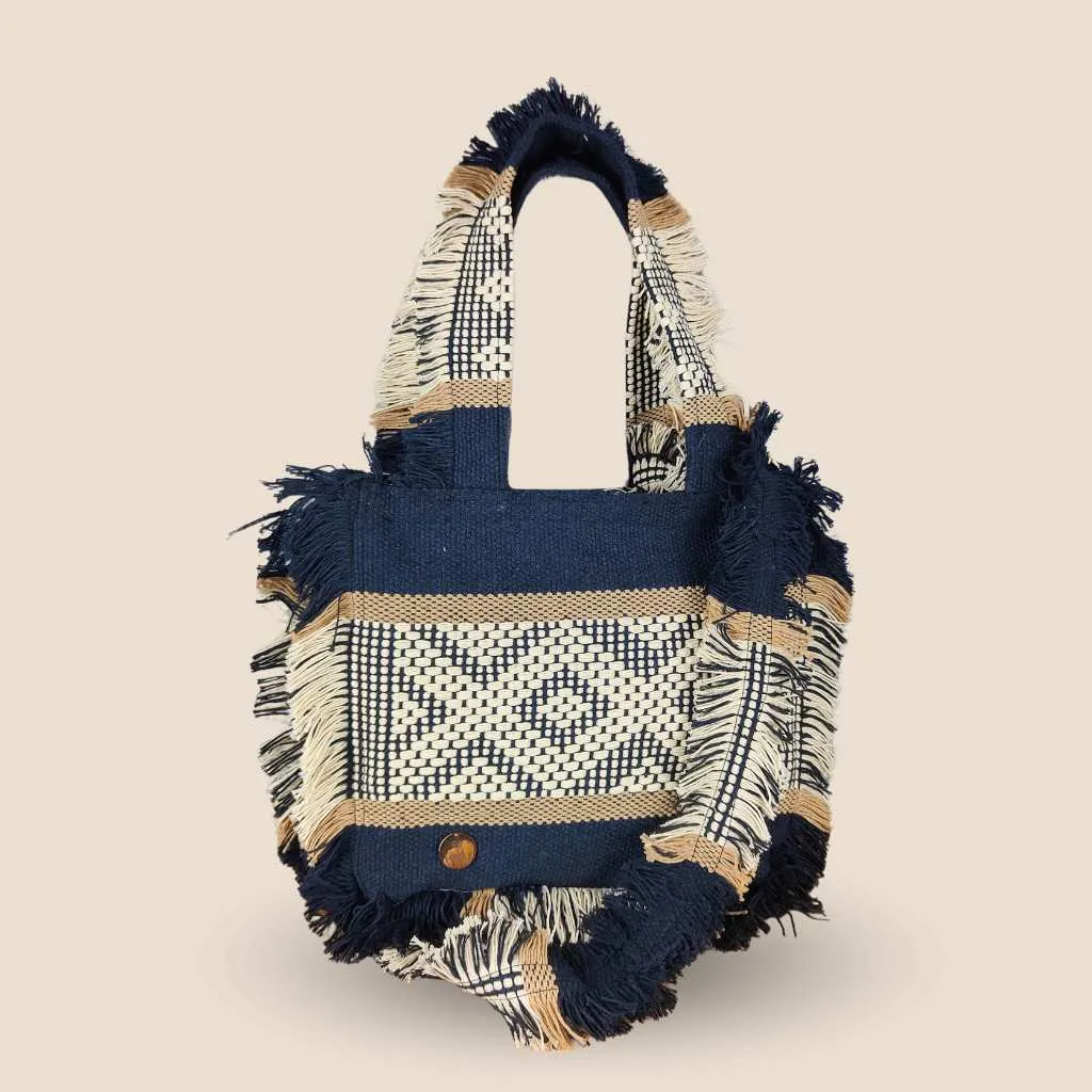 Bolsa telar tejida azul