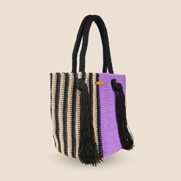 bolsa bicolor morada