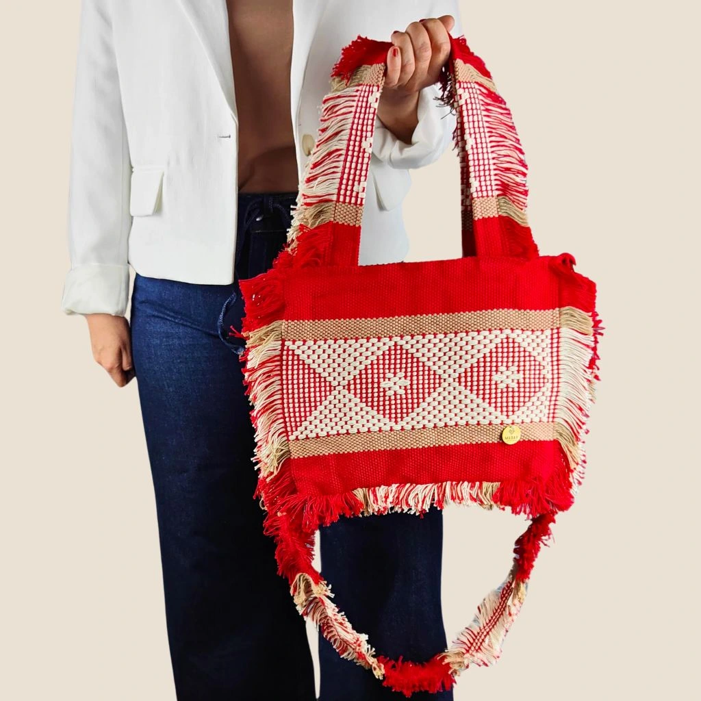 bolsa de telar roja