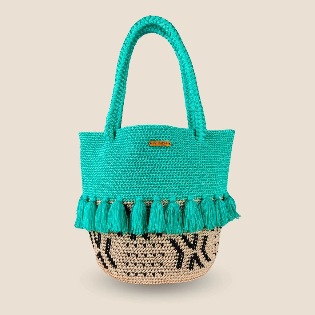 bolsa flecos aqua