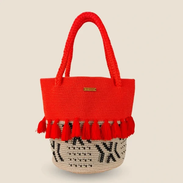 bolsa flecos coral