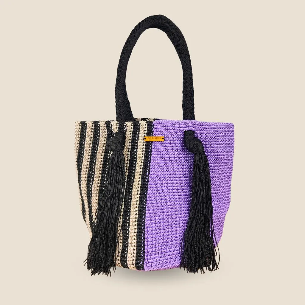 bolsa morada rayas