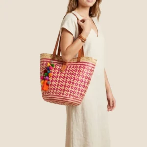 bolsa de palma rosa artesanal