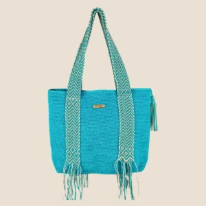bolsa tejida turquesa